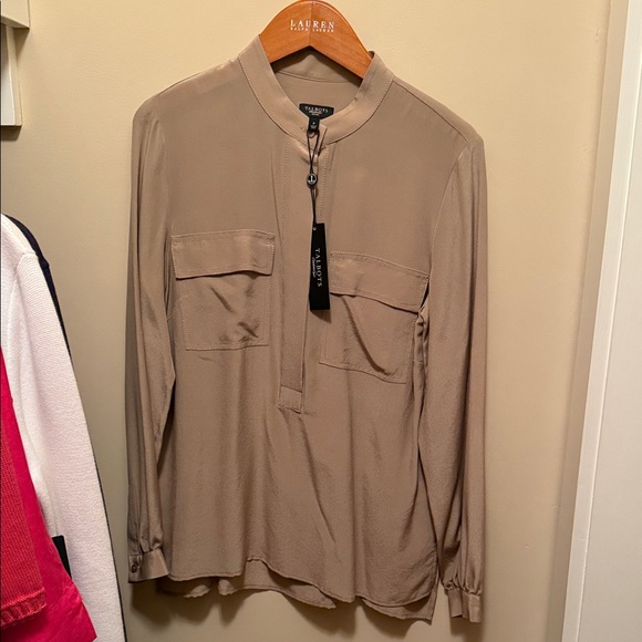 Talbots Tops - Talbots Tan Long Sleeve Blouse
